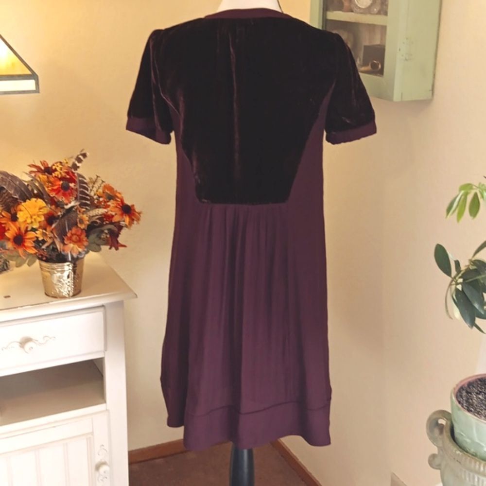 Maeve Burgundy Ingrid Tunic Style Velvet Dress. Bohemian. Artsy. Velvet. - Picture 7 of 12